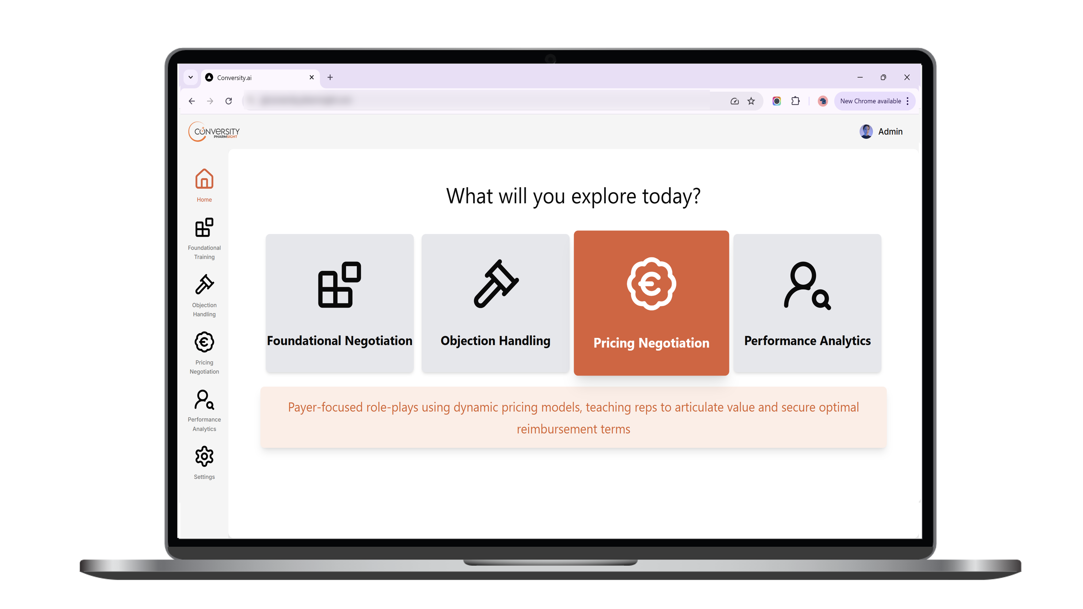 Conversity showing negotiation and sales training modules