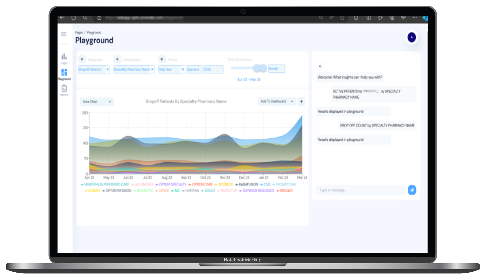 IntelliSight conversational analytics with a chart beside a chat panel